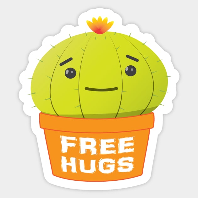 Free Hugs! Cute Happy Cactus - isolated Sticker by Schadow-Studio